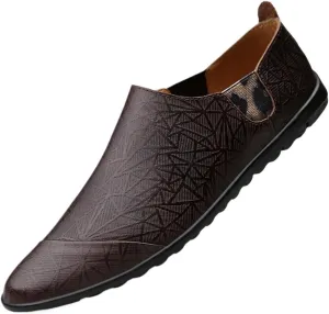Men’s Leather Loafers – Lightweight Round Toe Driving Shoes, Comfortable Flexible Slip-Ons for Casual Walking