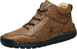 Mens Leather Sneakers Casual Comfy Sole Walking Running Shoes Comfortable Tennis Shoes Closed Toe Non Slip Summer Spring Men Sneaker for Hiking