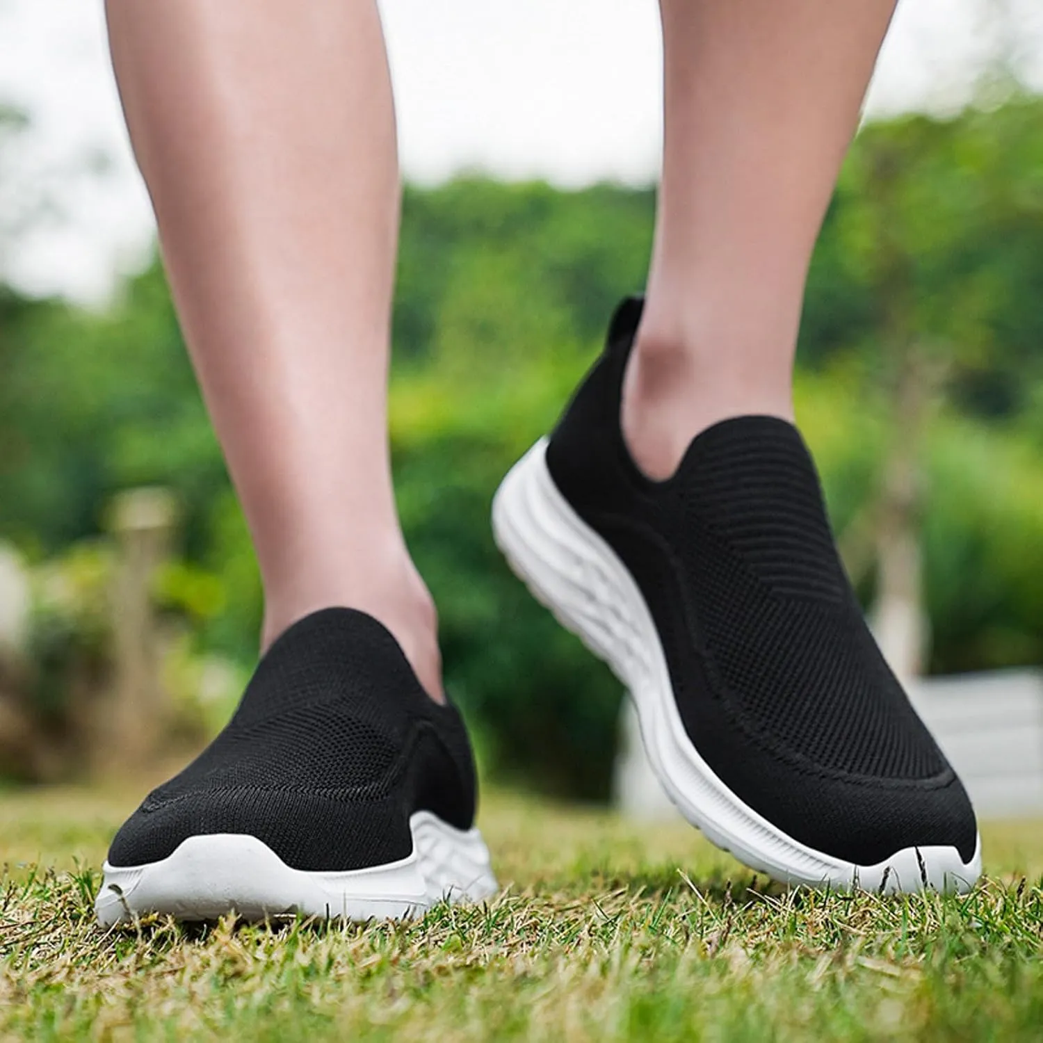 Men's Lightweight Cushion Sneakers Supportive Running Athletic Sneaker Comfortable & Light-Weight Stretch Shoes