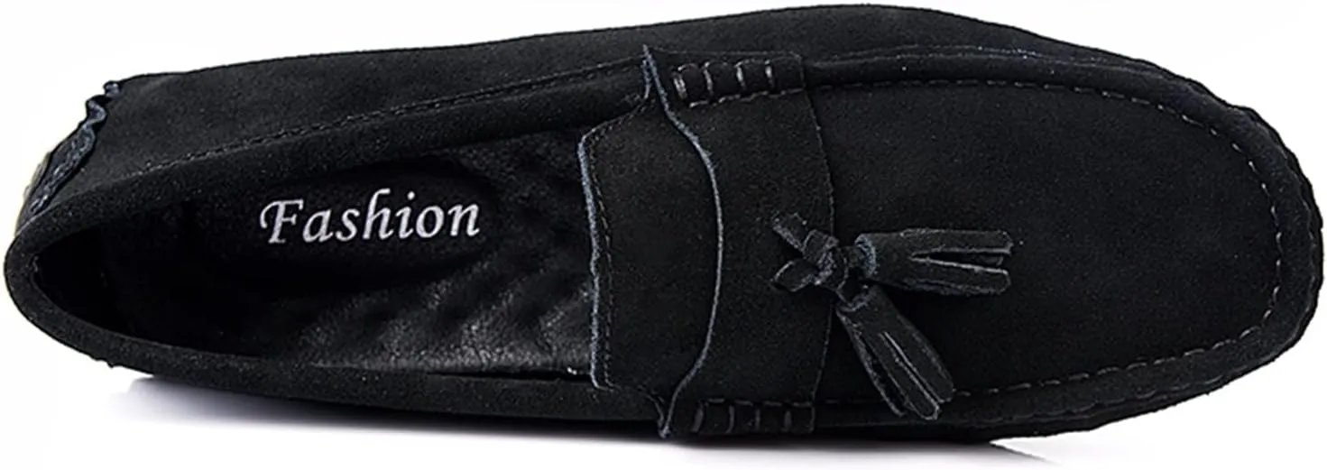 Mens Loafers PU Tassel Stitching Details Round Toe Suede Vamp Slip Resistant Comfortable Lightweight Party Slip-ons
