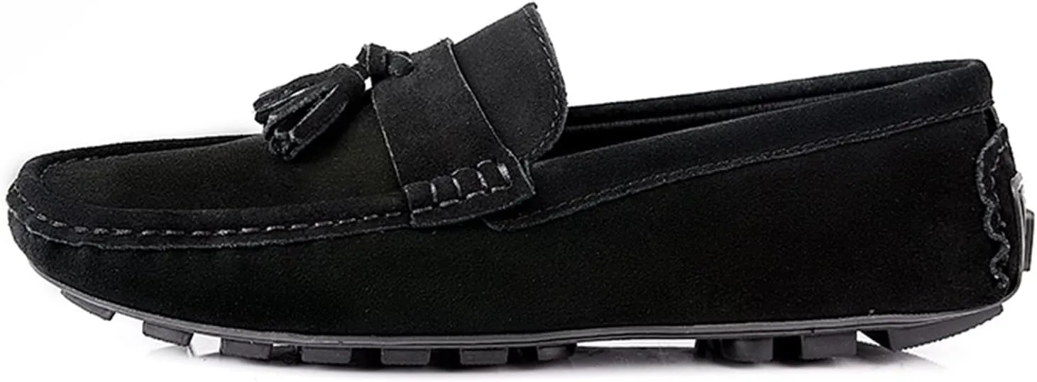 Mens Loafers PU Tassel Stitching Details Round Toe Suede Vamp Slip Resistant Comfortable Lightweight Party Slip-ons