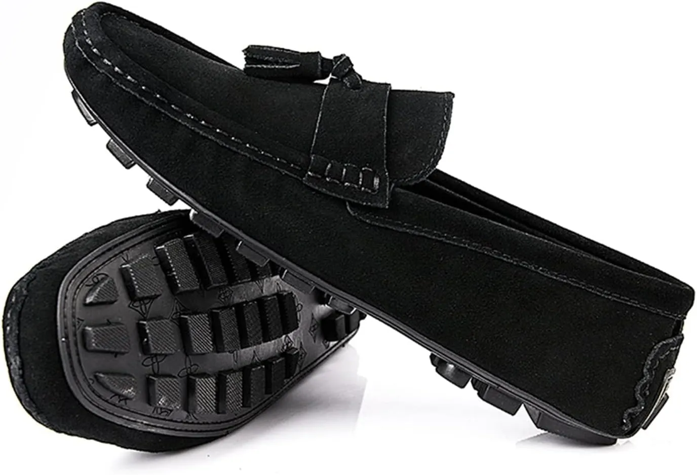 Mens Loafers PU Tassel Stitching Details Round Toe Suede Vamp Slip Resistant Comfortable Lightweight Party Slip-ons