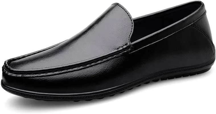 Mens Loafers Shoe Round Toe Faux Leather Loafer Shoes Flexible Flat Heel Lightweight Fashion Party Slip-ons