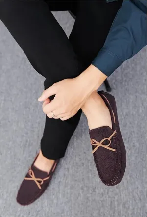 Mens Loafers Shoe Round Toe PU Leather Penny Boat Loafers Comfortable Anti-Slip Flexible Fashion Slip-ons