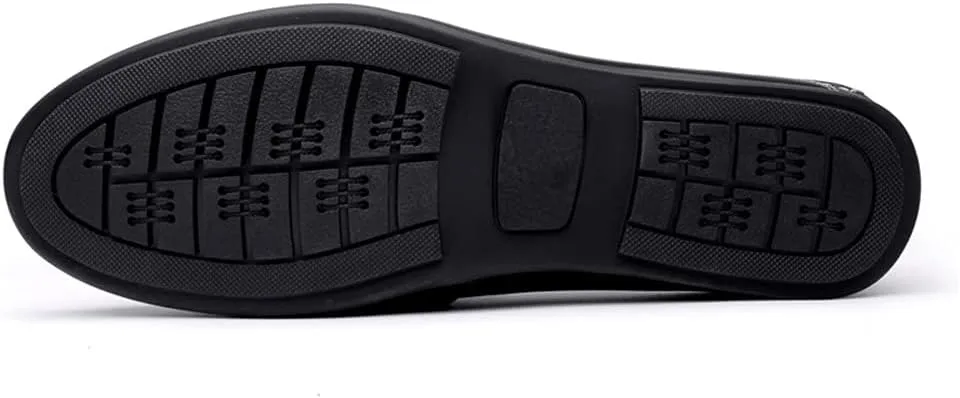 Mens Loafers Shoe Simple Venetian Loafers Moccasins Shoes Leather Flat Heel Flexible Anti-Slip Fashion Slip-ons