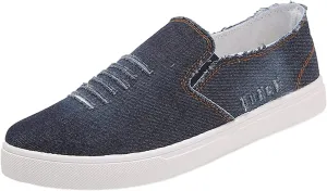 Men's New Spring and Fisherman's Shoes Canvas Thick Soled Denim Slip On Man Casual Shoes Leather