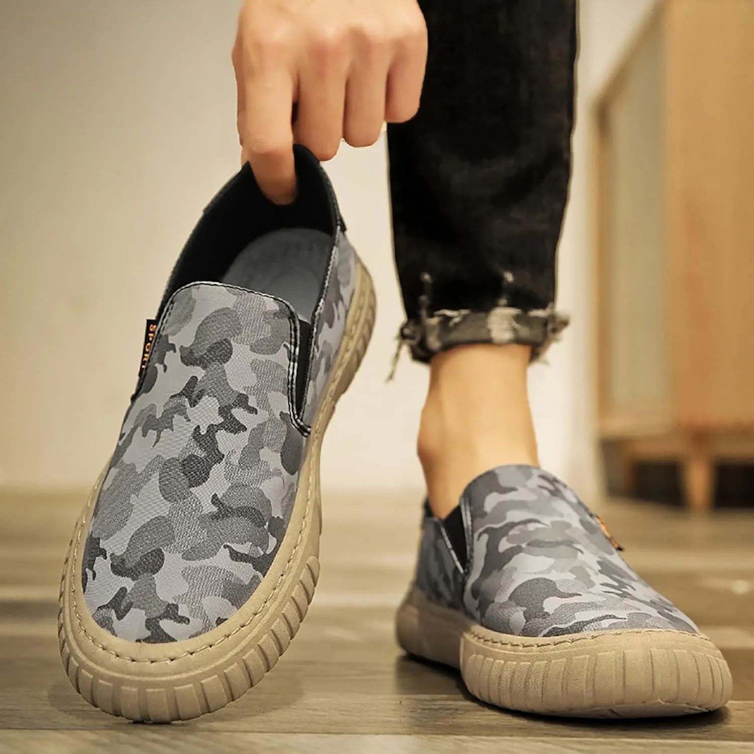 Men's Single Foot Stirrup Sneakers Canvas Comfortable Breathable Casual Skateboarding Summer Fashion Shoes