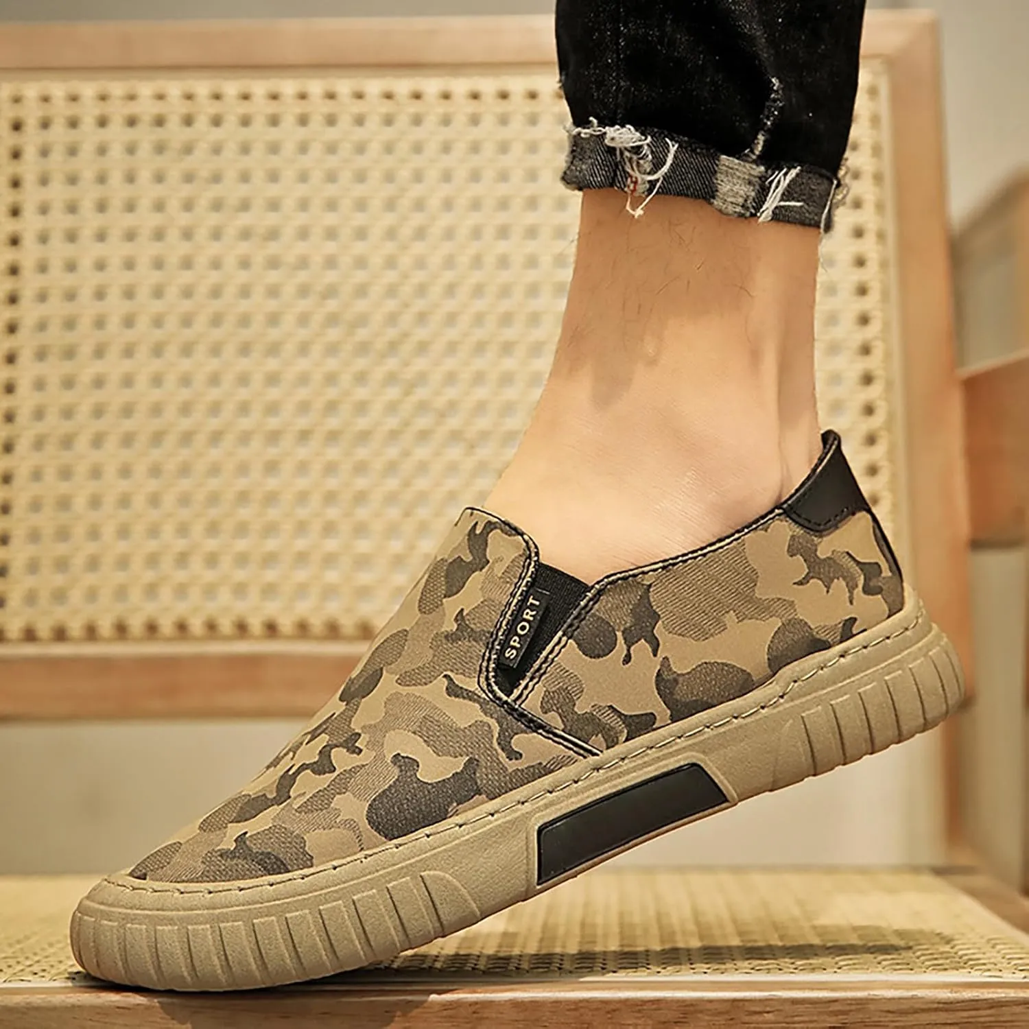 Men's Single Foot Stirrup Sneakers Canvas Comfortable Breathable Casual Skateboarding Summer Fashion Shoes