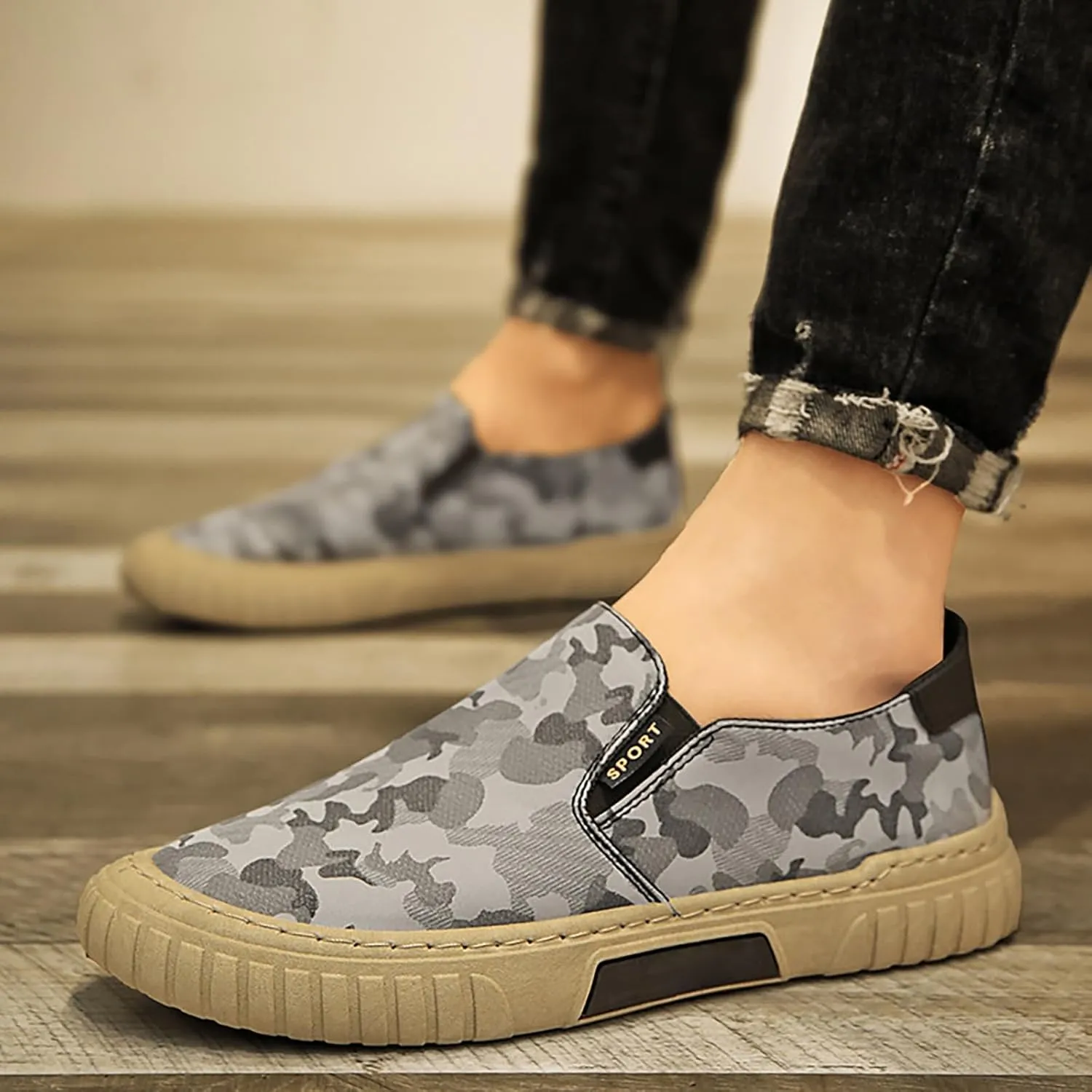 Men's Single Foot Stirrup Sneakers Canvas Comfortable Breathable Casual Skateboarding Summer Fashion Shoes