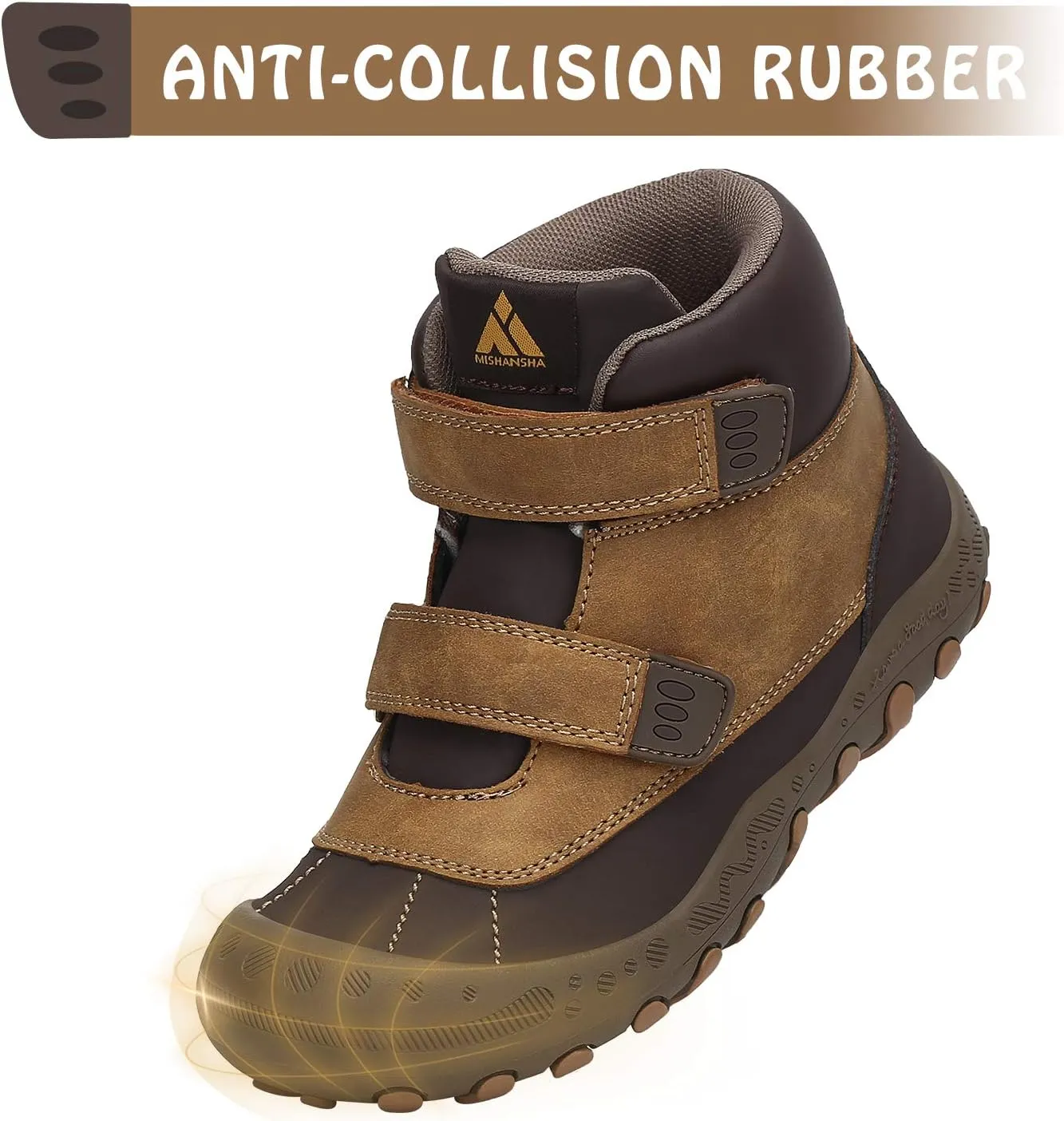 Mishansha Unisex-Child Outdoor Ankle Hiking Boots Boys Girls Trekking Walking Shoes with Hook and Loop