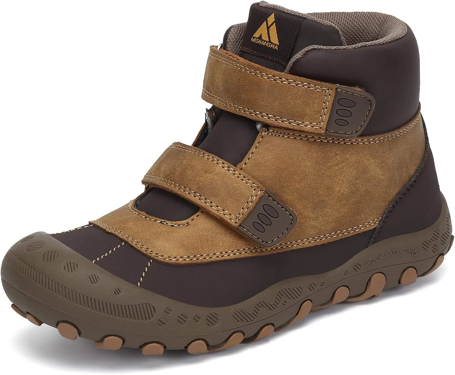 Mishansha Unisex-Child Outdoor Ankle Hiking Boots Boys Girls Trekking Walking Shoes with Hook and Loop