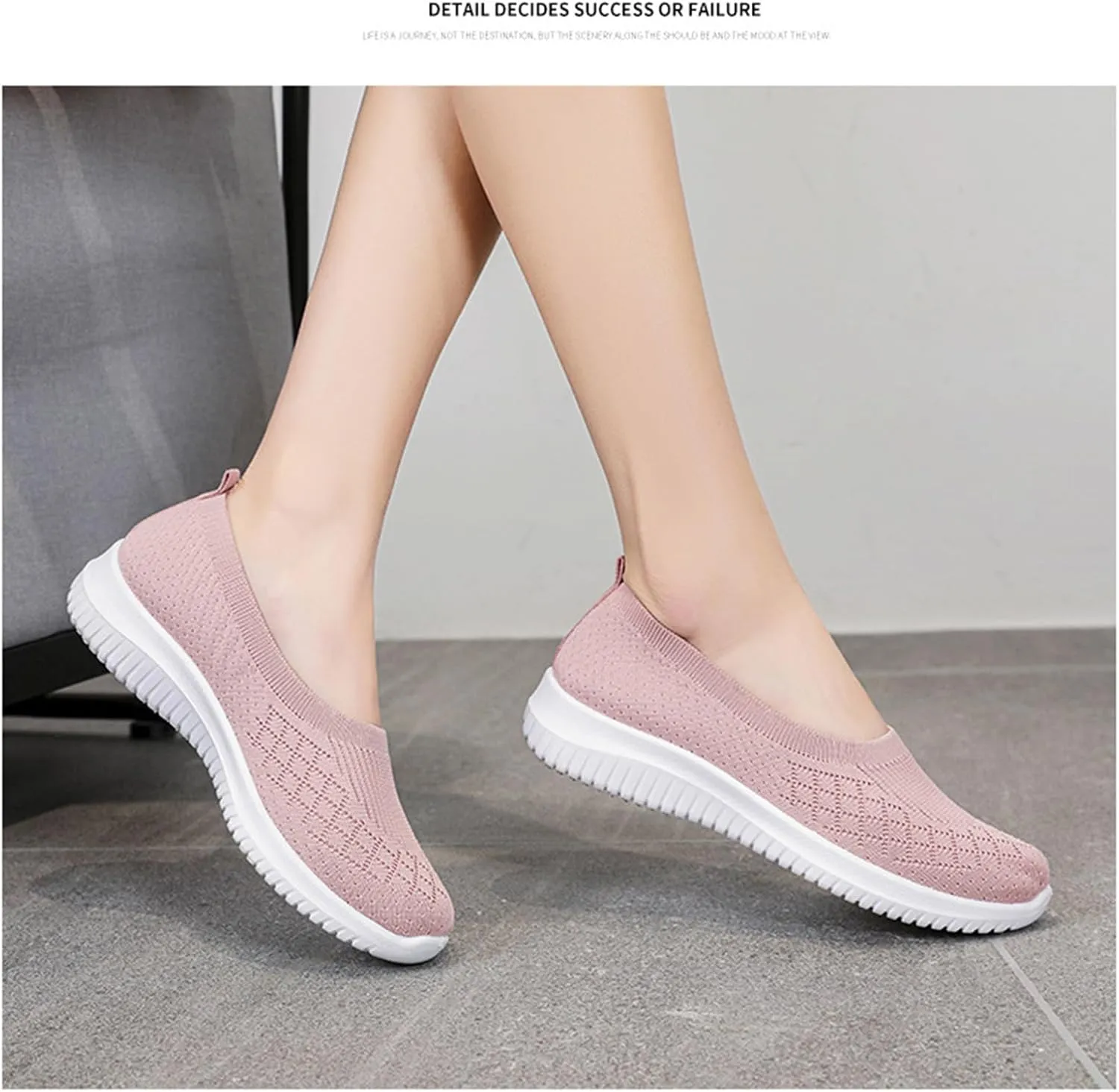 Mmoneyake Walk Shoes for Women Woven Orthopedic Breathable Soft Shoes Knit Low Wedge Dressy Ballet Shoes Arch Support Walking Shoes Slip On Diabetic Foam Shoes Sneakers