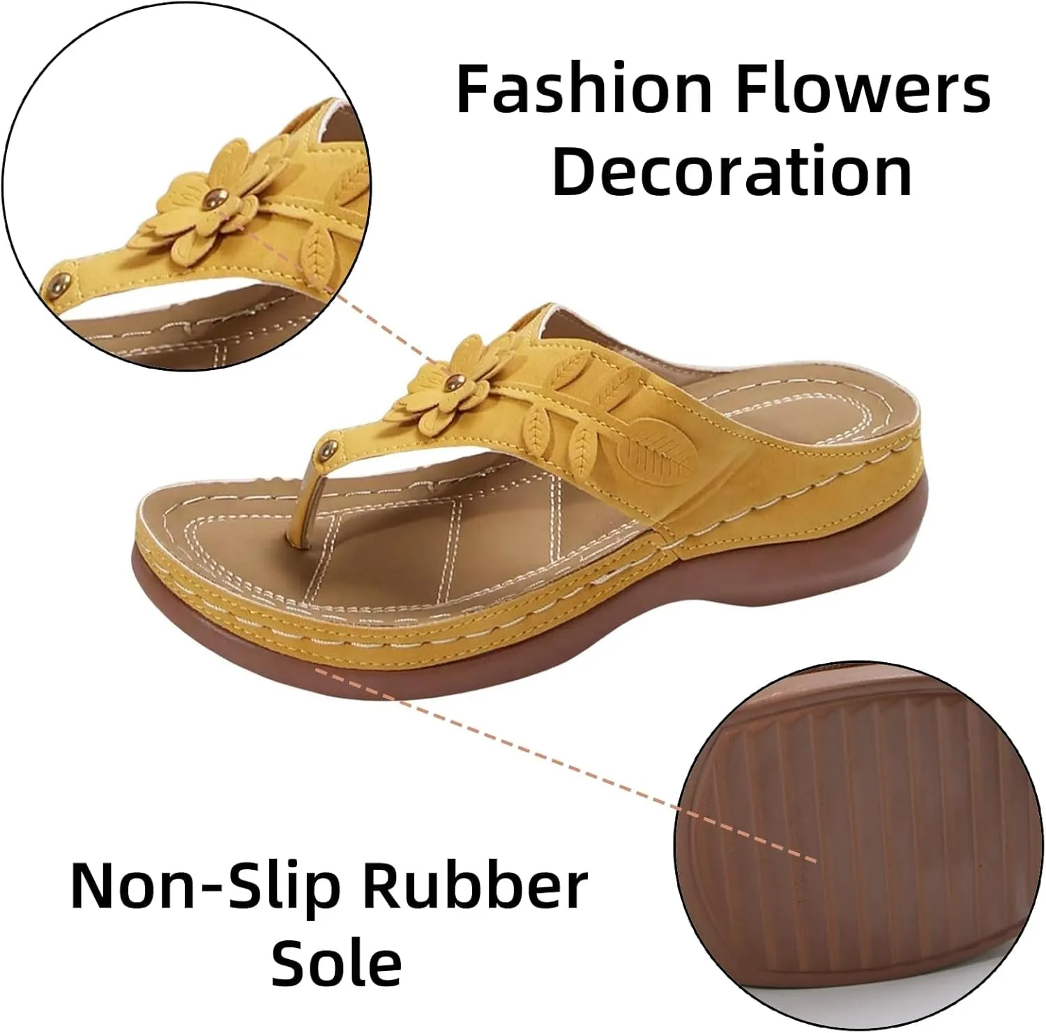 Orthopedic Sandals for Women Arch Support Flip Flops Open Toe Slippers Platform Wedge Sandals Walking Shoes