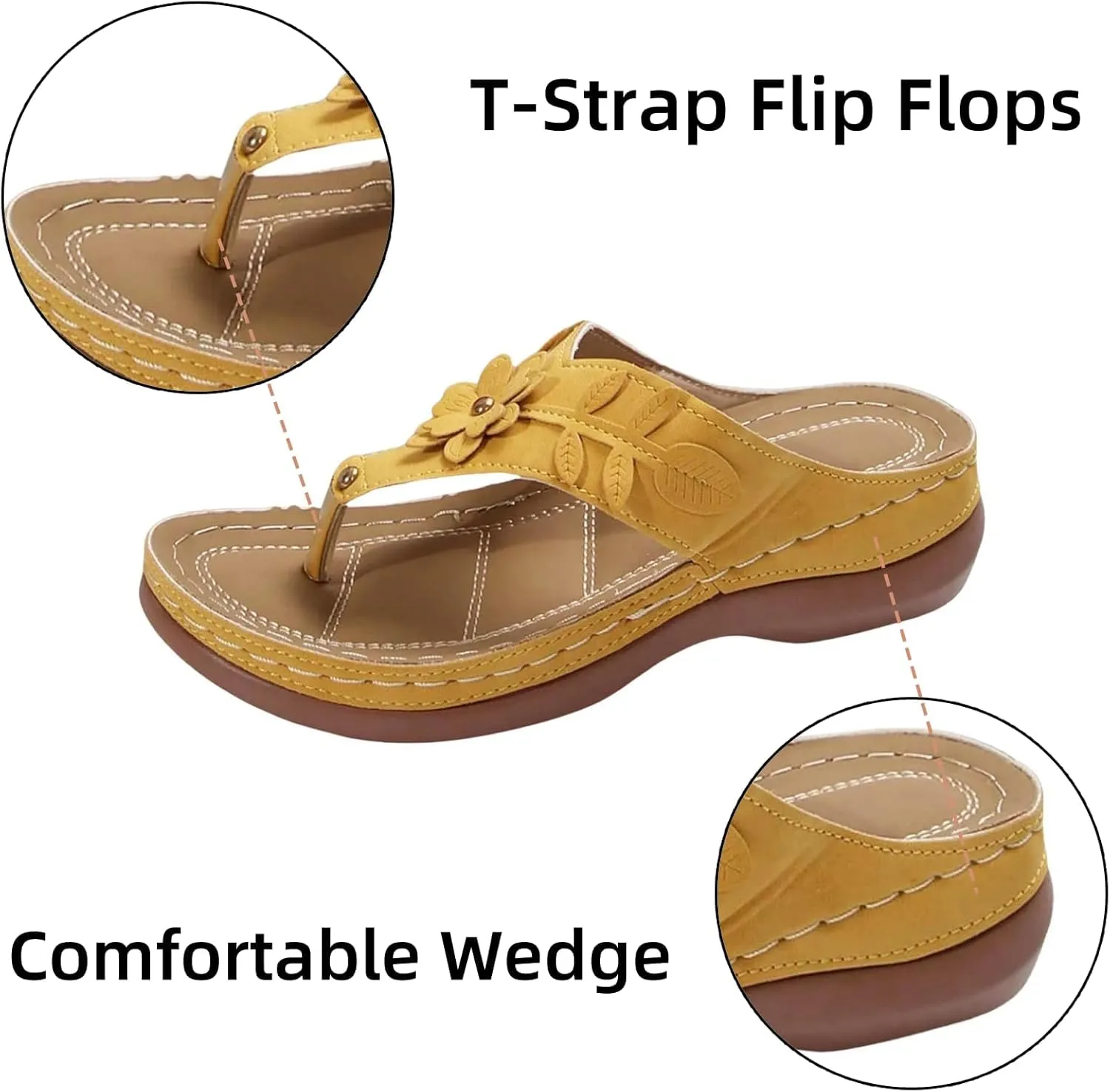 Orthopedic Sandals for Women Arch Support Flip Flops Open Toe Slippers Platform Wedge Sandals Walking Shoes