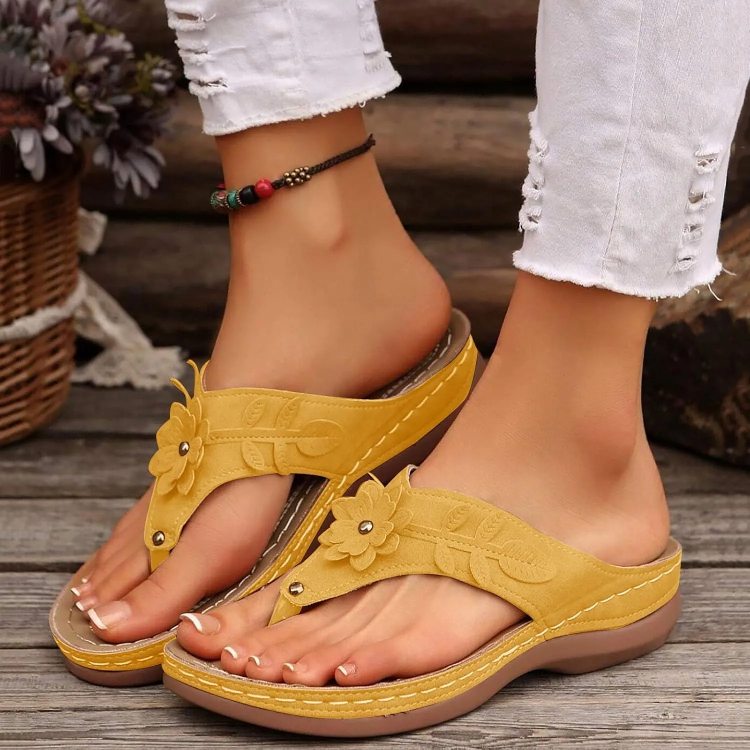 Orthopedic Sandals for Women Arch Support Flip Flops Open Toe Slippers Platform Wedge Sandals Walking Shoes