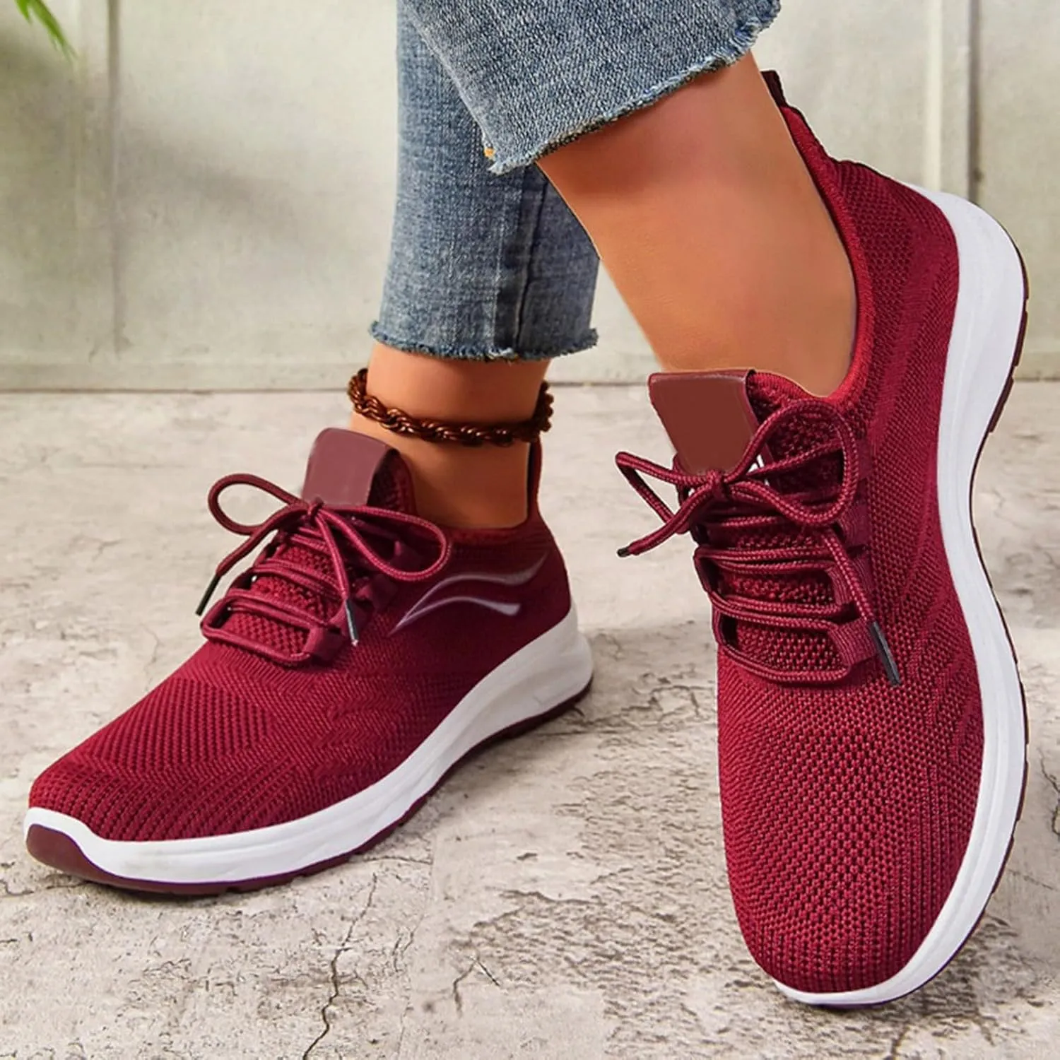 Orthopedic Sneakers for Women Mesh Breathable Fashion Lace Up Walking Running Shoes Comfortable Tennis Shoes Non Slip Lightweight Casual Womens Sneakers