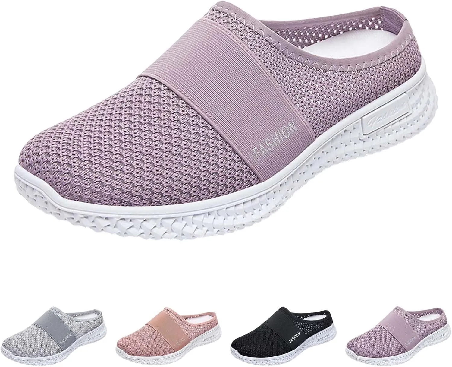 Orthopedic Walking Shoes Mules for Women 2025 Casual Mesh Summer Slip-On Breathable Slippers Closed Toe Diabetic Air-Cushion Slingback Slides with Arch-Support