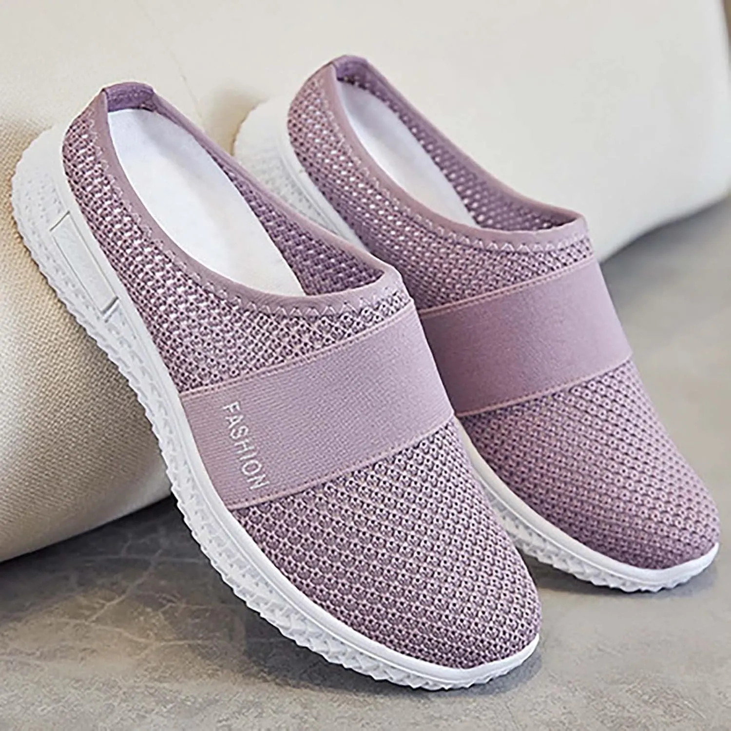Orthopedic Walking Shoes Mules for Women 2025 Casual Mesh Summer Slip-On Breathable Slippers Closed Toe Diabetic Air-Cushion Slingback Slides with Arch-Support