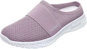 Orthopedic Walking Shoes Mules for Women 2025 Casual Mesh Summer Slip-On Breathable Slippers Closed Toe Diabetic Air-Cushion Slingback Slides with Arch-Support
