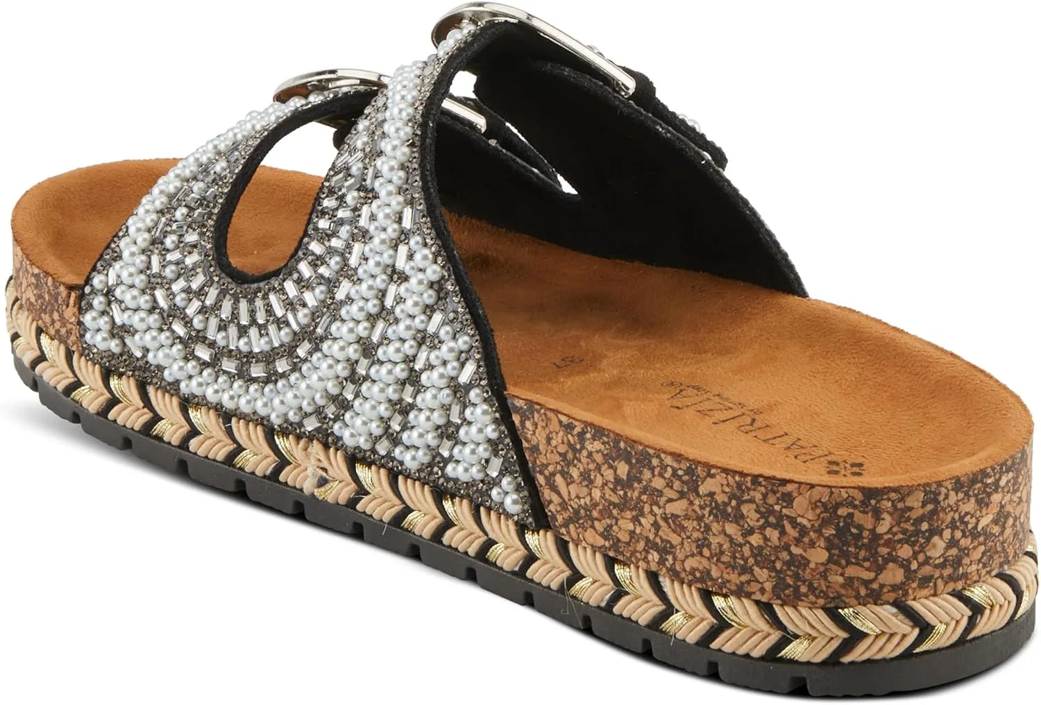 PATRIZIA Women's Pearline Platform Slide Sandal - Pearl-Beaded Slide Cork