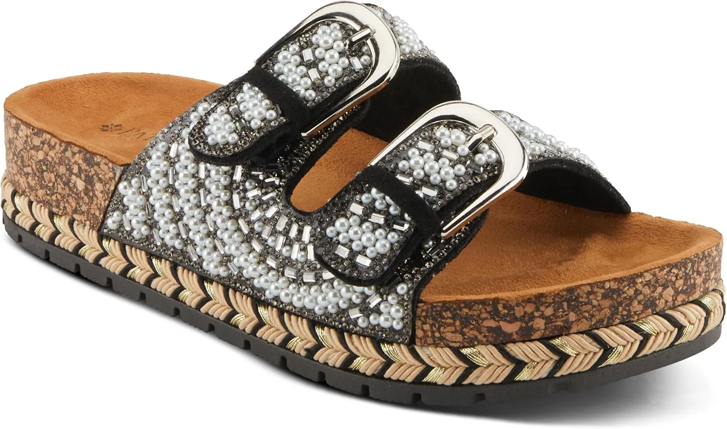 PATRIZIA Women's Pearline Platform Slide Sandal - Pearl-Beaded Slide Cork