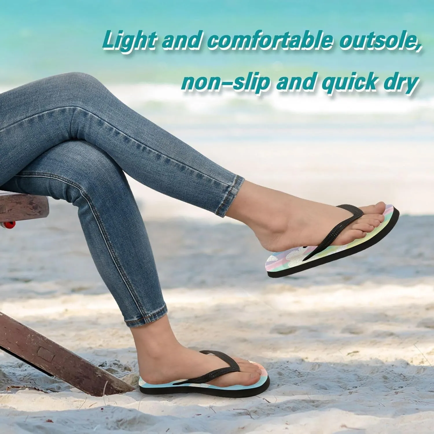 Rainbow Butterflies Flip Flop Sandal Men's and Women's Summer Sandal | Beach & Water Shoes378