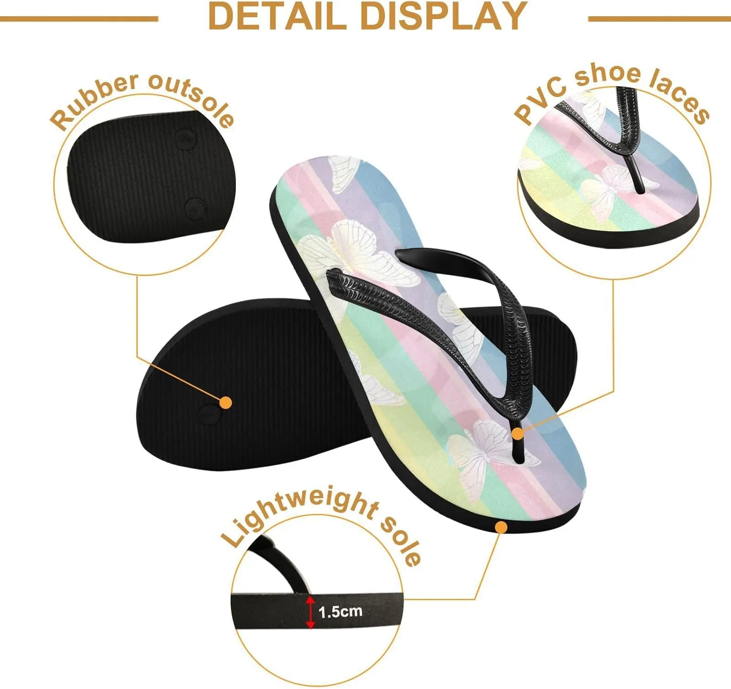 Rainbow Butterflies Flip Flop Sandal Men's and Women's Summer Sandal | Beach & Water Shoes378