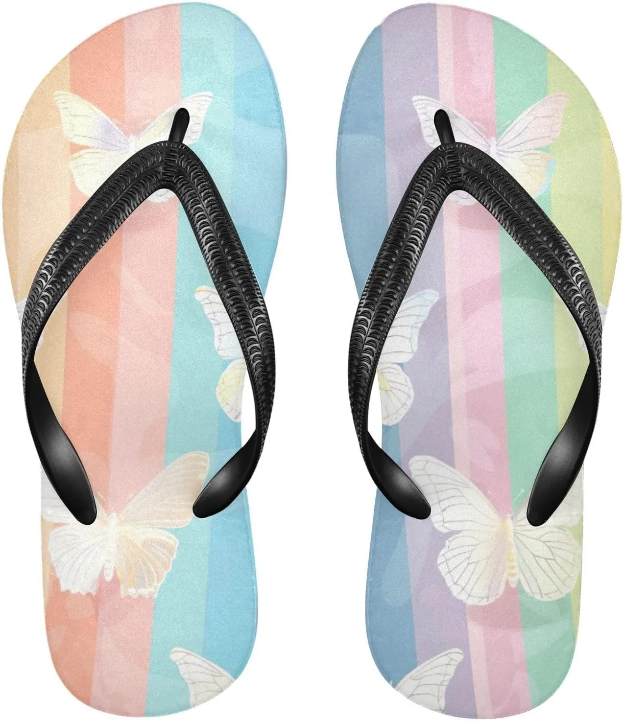 Rainbow Butterflies Flip Flop Sandal Men's and Women's Summer Sandal | Beach & Water Shoes378