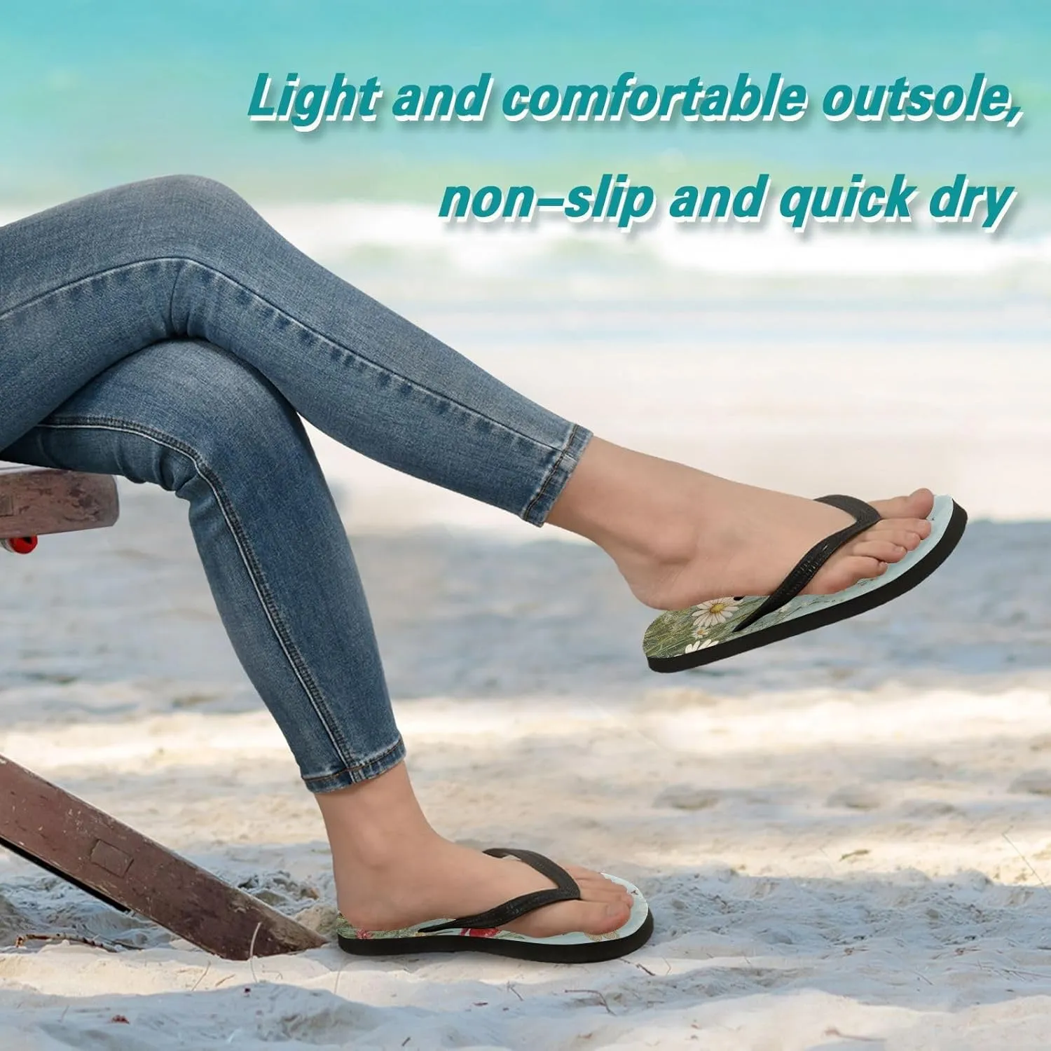 Retro Wildflowers Flip Flop Sandal Men's and Women's Summer Sandal | Beach & Water Shoes605