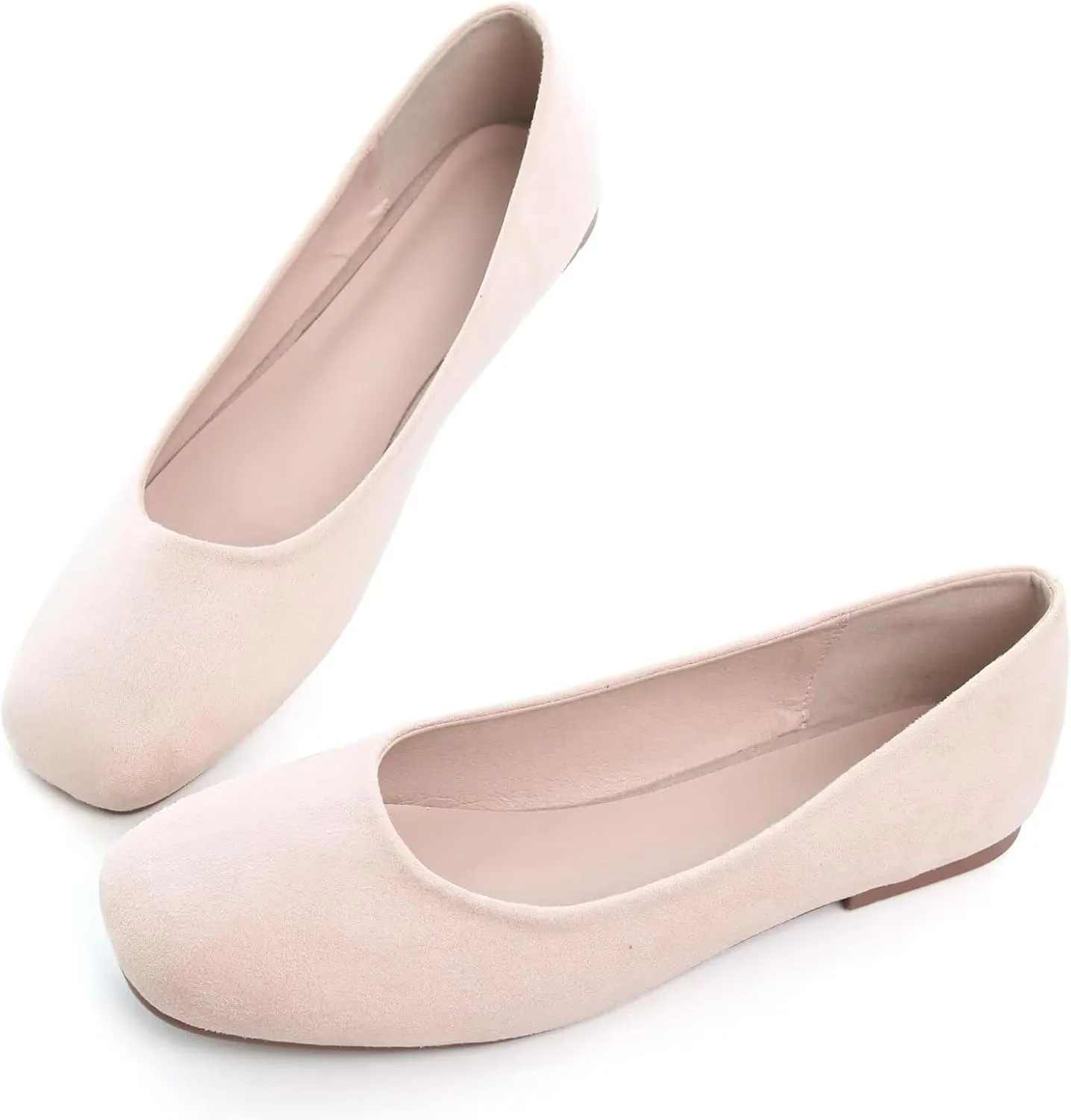 SAILING LU Flats for Women Comfortable Solid Color Soft Flats Square Toe Ballet Casual Work Shoes Dressy Slip-ons Loafers