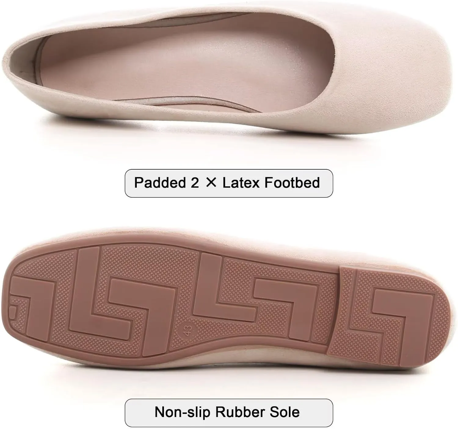 SAILING LU Flats for Women Comfortable Solid Color Soft Flats Square Toe Ballet Casual Work Shoes Dressy Slip-ons Loafers
