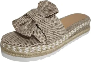 Sandals for Women Flat Cute Slip On Flip Flops Casual Bowknot Slides Slippers Comfortable Beach Travel Shoes 2025 Fashion