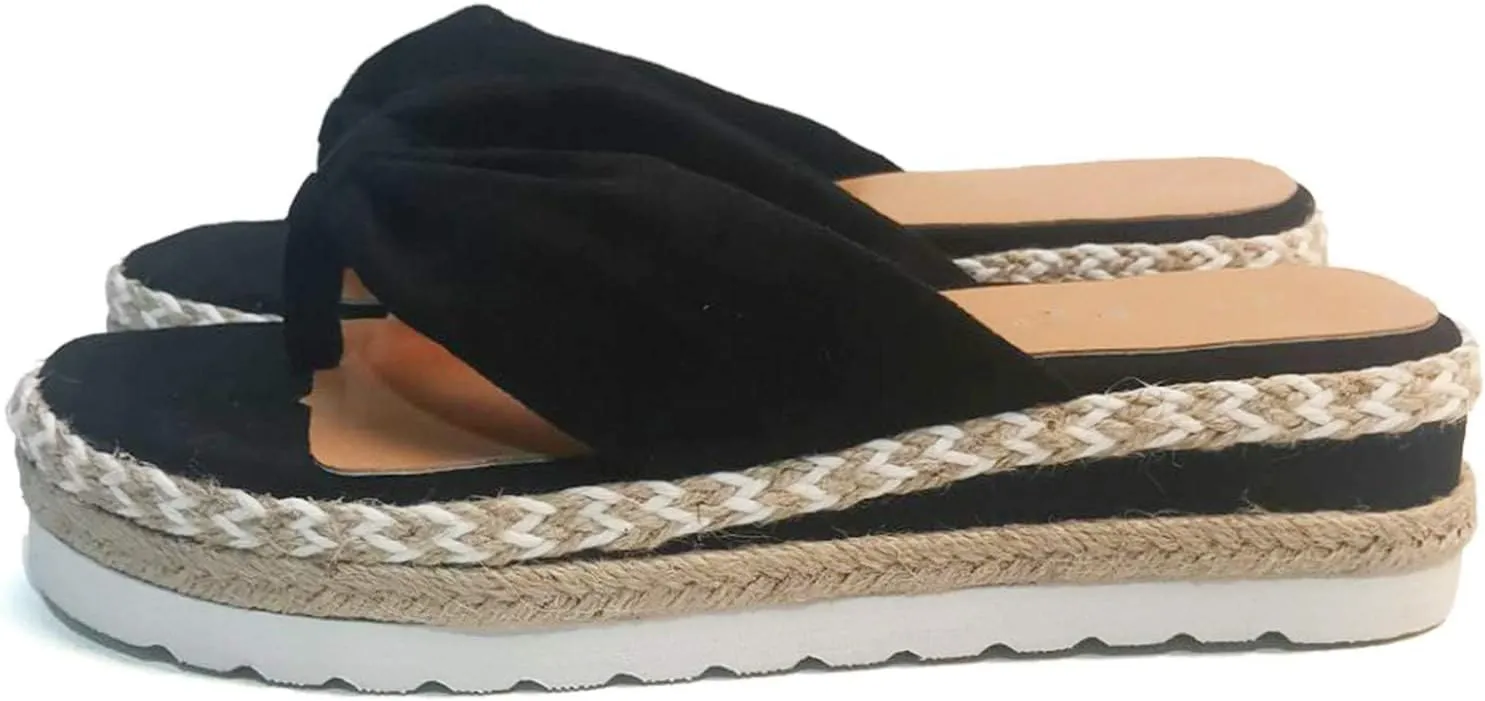 Sandals for Women Flat Summer Slip-on Thong Wedge Espadrilles Platform Slipper Beach Gladiator Sandals