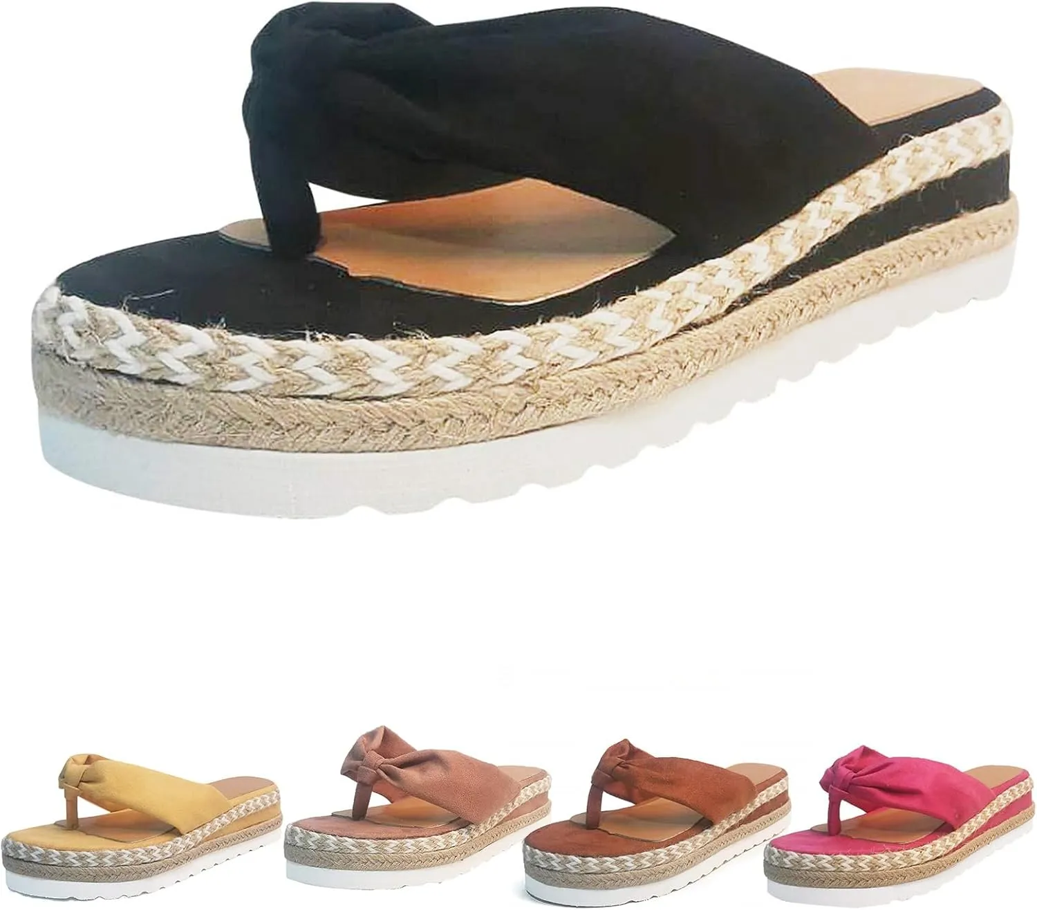 Sandals for Women Flat Summer Slip-on Thong Wedge Espadrilles Platform Slipper Beach Gladiator Sandals