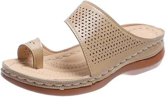 Sandals for Women Ring Toe Wedge Shoes Comfortable Orthopedic Sandals Hollow Flip Flops Womens Dressy Summer Flip Flops Bunion Corrector Slippers Casual Walking Wedges 2025