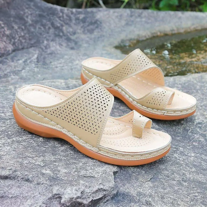 Sandals for Women Ring Toe Wedge Shoes Comfortable Orthopedic Sandals Hollow Flip Flops Womens Dressy Summer Flip Flops Bunion Corrector Slippers Casual Walking Wedges 2025