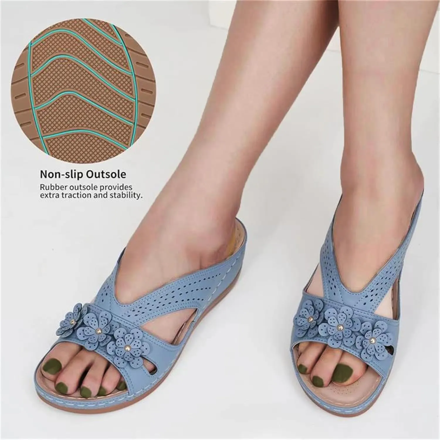 Sandals for Women Wedge Shoes Comfortable Dressy Slip On Lightweight Platform Slides Sandals