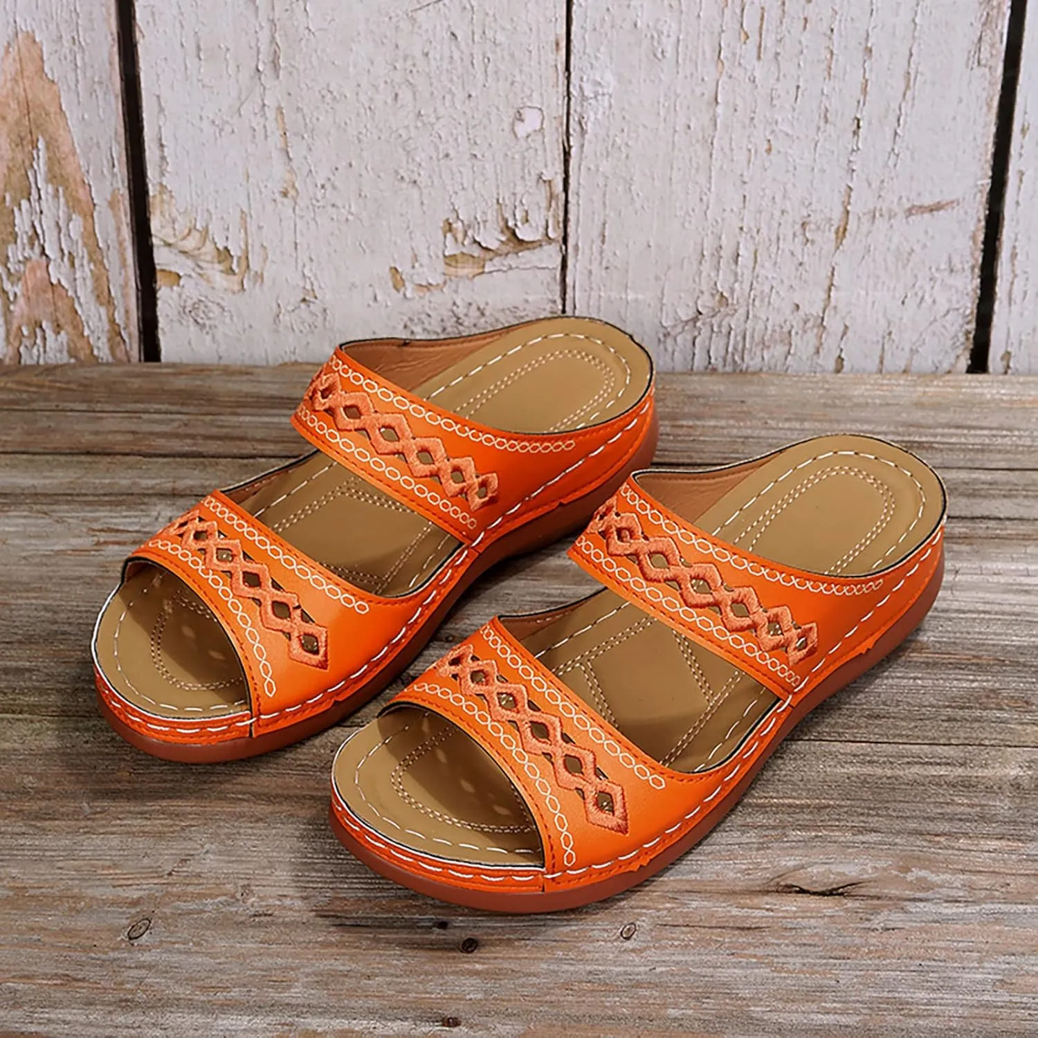 Sandals Women Fashion, Gladiator Sandals for Women Wide Floral Print Light Bottom Comfy Flip Flops Women Shoes