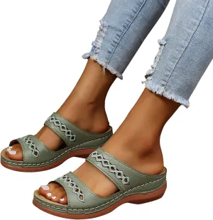 Sandals Women Fashion, Gladiator Sandals for Women Wide Floral Print Light Bottom Comfy Flip Flops Women Shoes