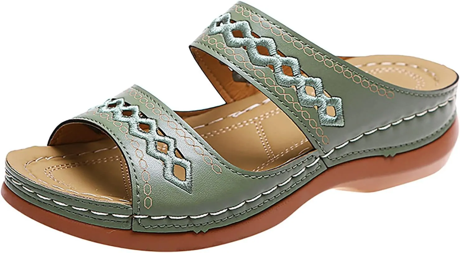Sandals Women Fashion, Gladiator Sandals for Women Wide Floral Print Light Bottom Comfy Flip Flops Women Shoes