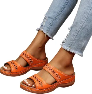 Sandals Women Fashion, Gladiator Sandals for Women Wide Floral Print Light Bottom Comfy Flip Flops Women Shoes