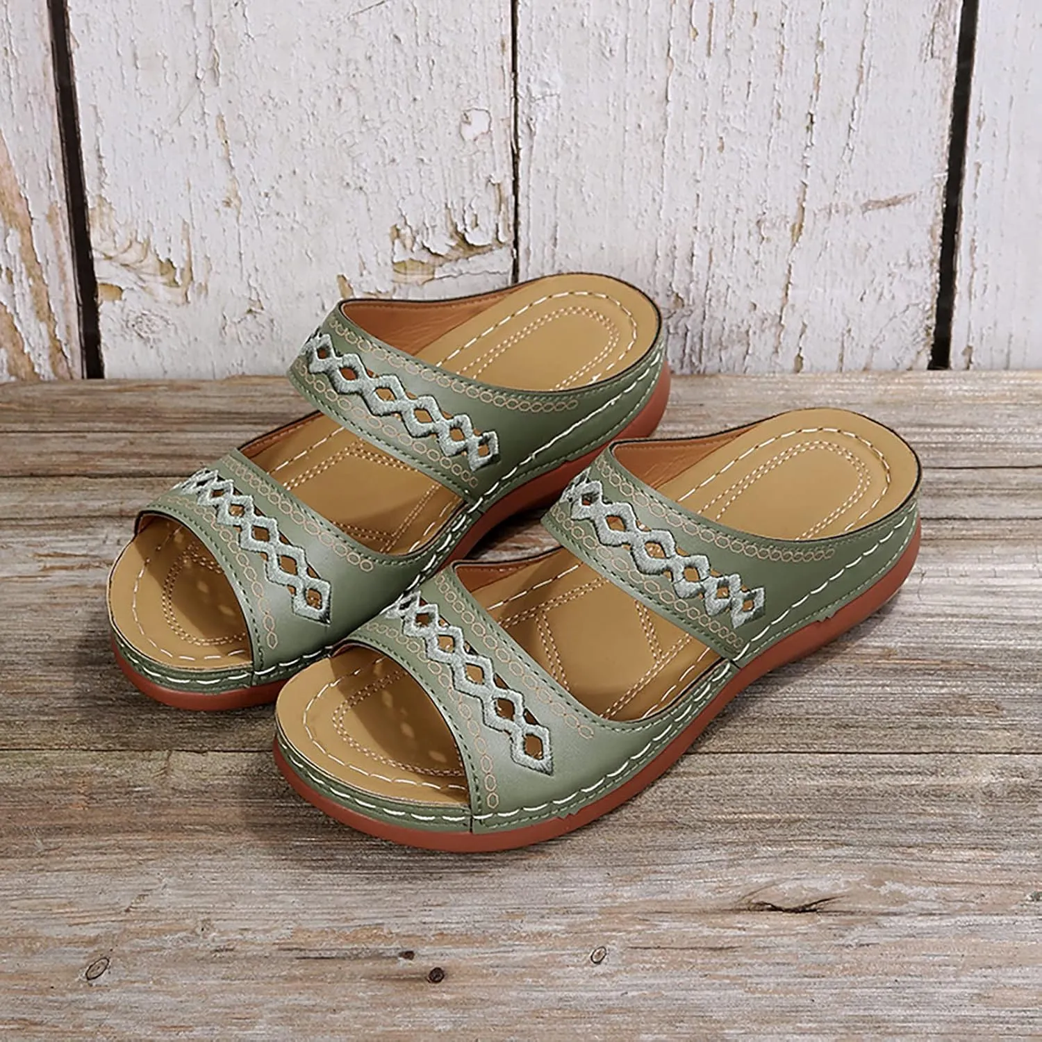 Sandals Women Fashion, Gladiator Sandals for Women Wide Floral Print Light Bottom Comfy Flip Flops Women Shoes