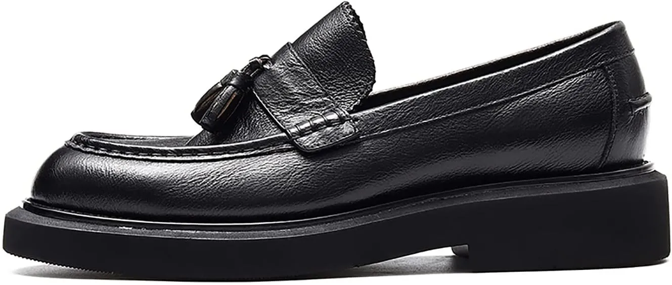 Santimon Men's Loafers Slip-ons Leather Formal Dress Tassel Penny Loafers Fashion Thick Sole Casual Shoes for Men