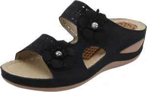 SBGMoSJ Shoes for Bunions and Wide Feet Women Summer Sandals for Women 2024 Black Gold Sandals for Women Dressy Flats Casual Summer Sandals Orthopedic Flip Flops with Heel Zapatos Plataforma De Mujer