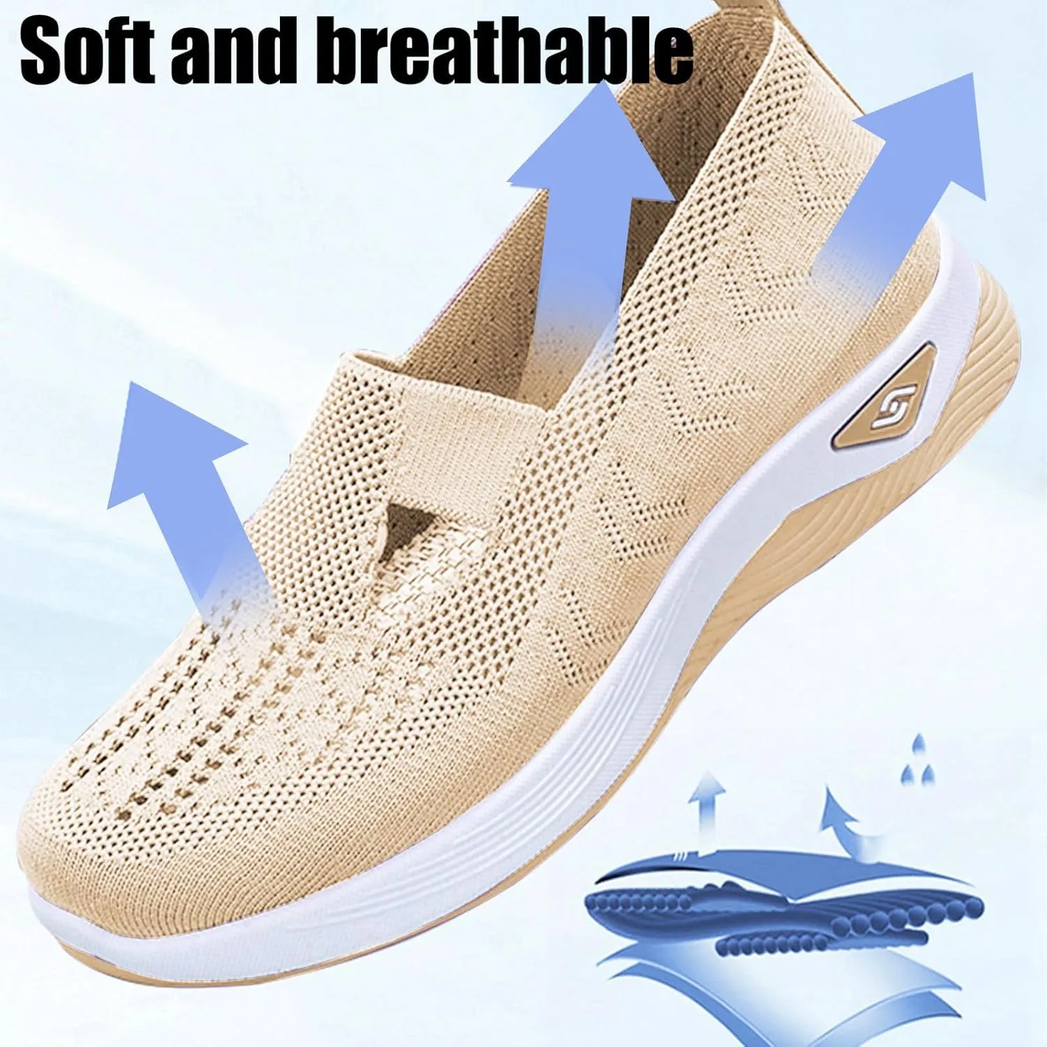 Shoes for Women Walking Wove Breathable Soft Sole Sneakers on Arch Support Sneakers Casual Athletic Work Shoes