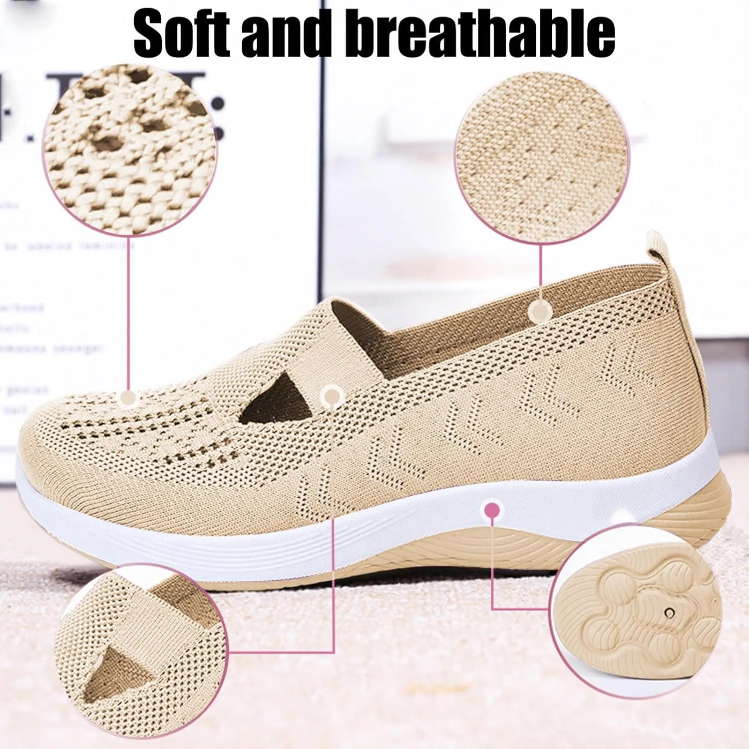Shoes for Women Walking Wove Breathable Soft Sole Sneakers on Arch Support Sneakers Casual Athletic Work Shoes