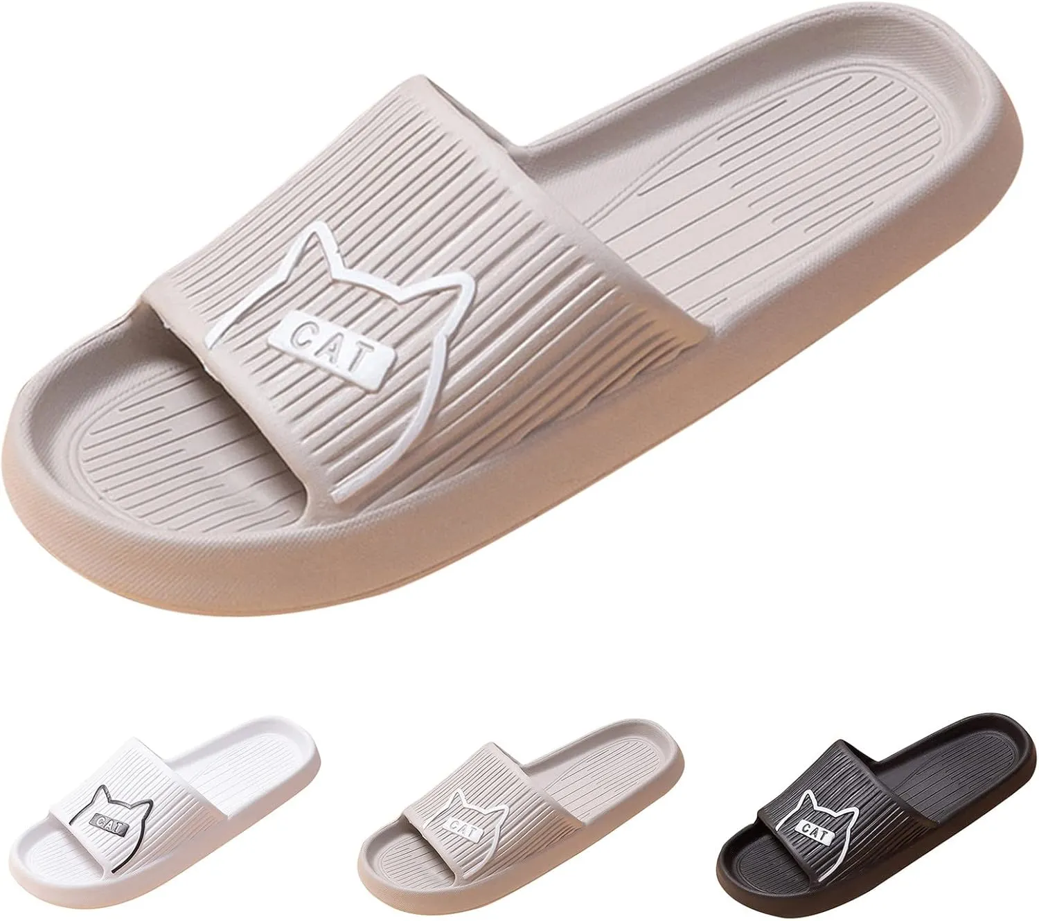 Shower Slippers Indoor Slides Bathroom Sandals Non Slip Quick Drying Cloud Slides for Women with Arch Support