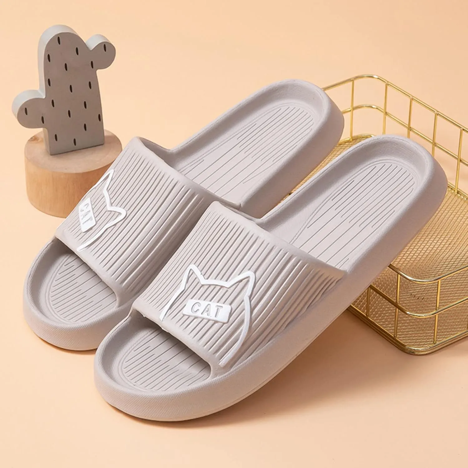 Shower Slippers Indoor Slides Bathroom Sandals Non Slip Quick Drying Cloud Slides for Women with Arch Support