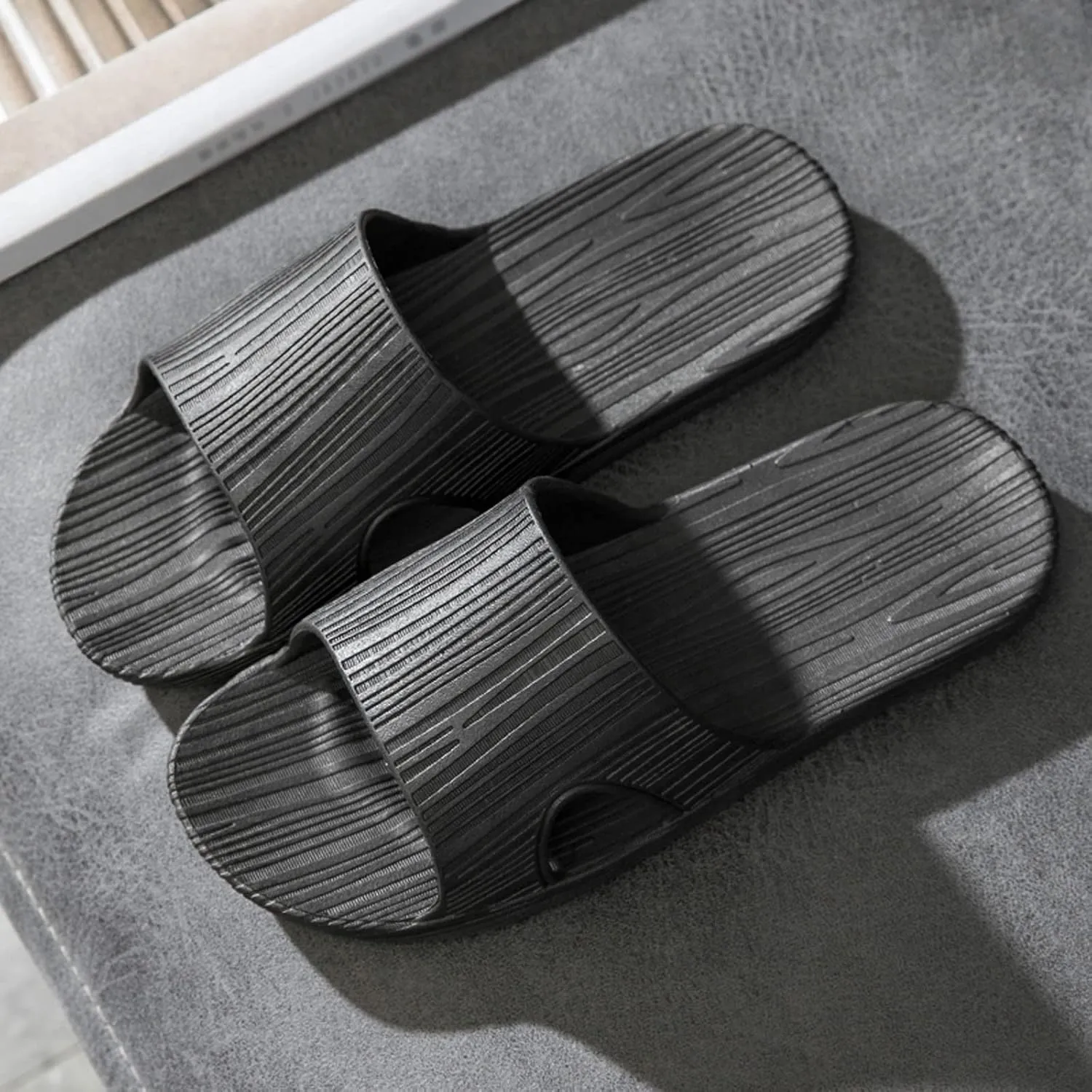 Slides for Men Slides for Women Bathroom Slippers Men Shower Shoes Women Drainage Hole Indoor Outdoor Open Toe Slippers