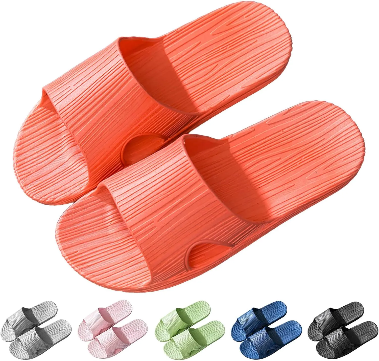 Slides for Men Slides for Women Bathroom Slippers Men Shower Shoes Women Drainage Hole Indoor Outdoor Open Toe Slippers